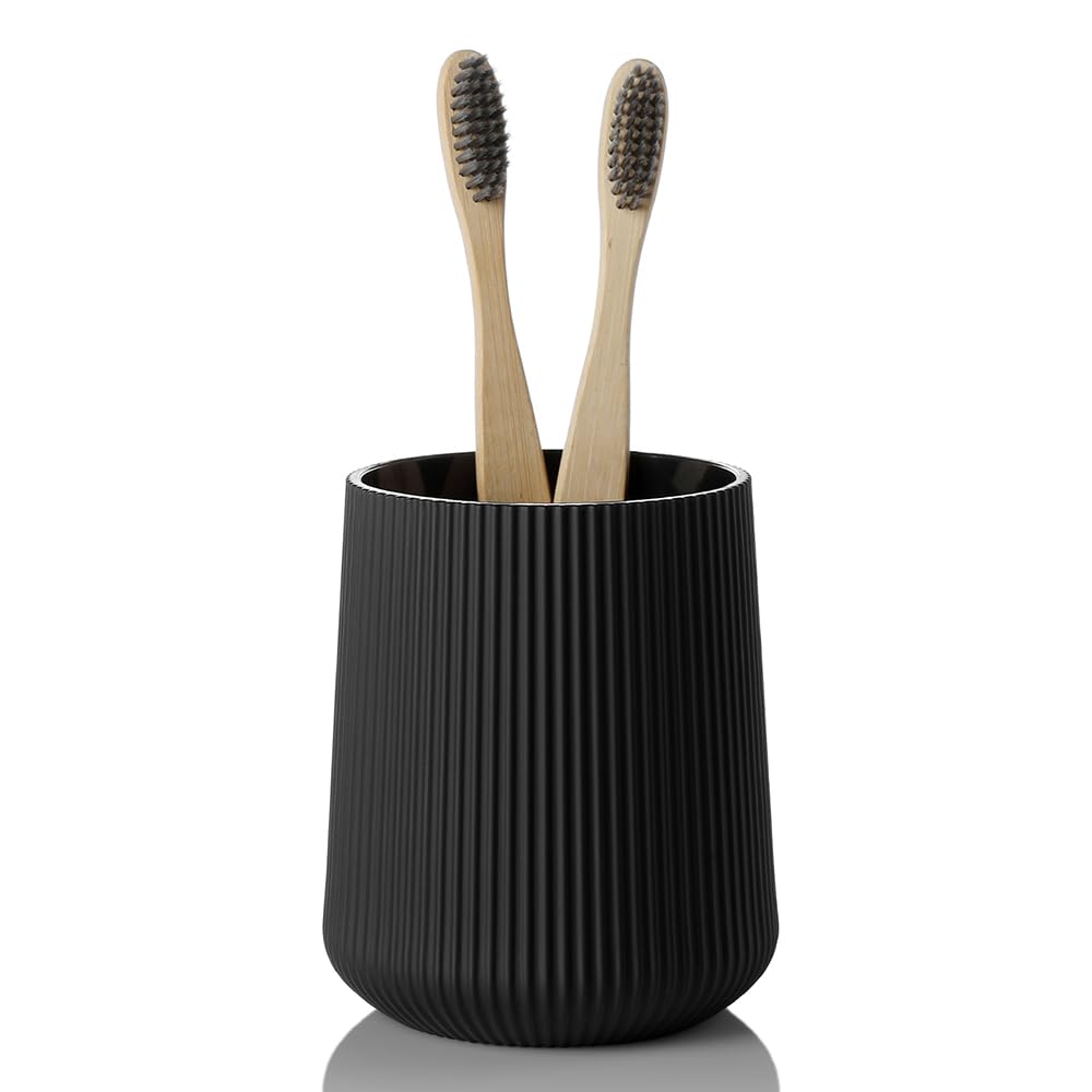 YAUKPH Black Striped Toothbrush Holder
