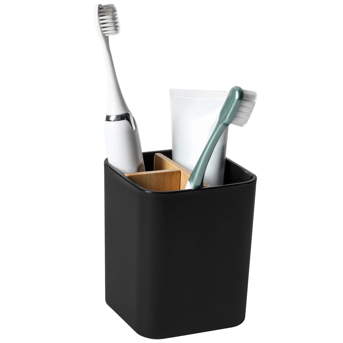 Bamboo Toothbrush Holder for Bathrooms Toothpaste Organizer - Pink