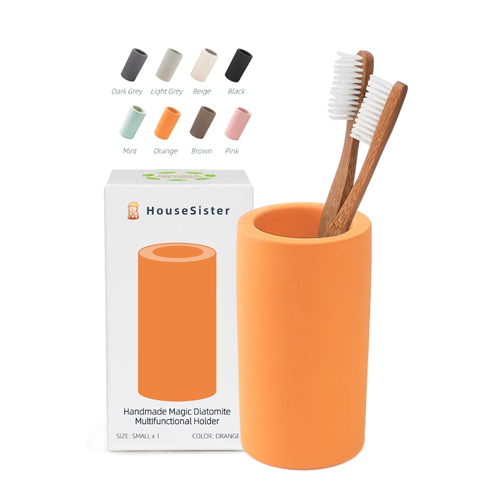 Fast-Drying Diatomite Toothbrush Holder - Bathroom Countertop Organizer Stand for Toothpaste, Makeup Brushes, Razors & Accessories (Light Grey)