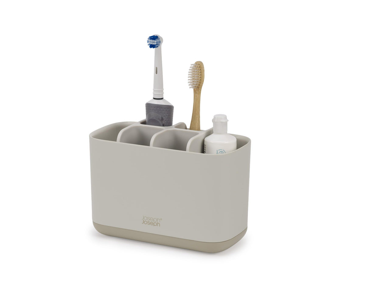 Joseph Joseph Easy-Store - Compact Toothbrush Holder Caddy Bathroom Storage , Grey/White, Regular