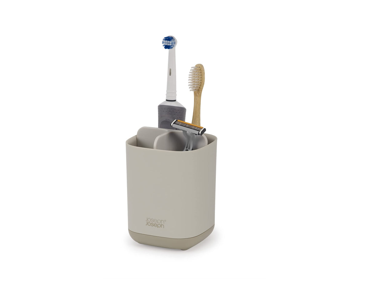 Joseph Joseph Easy-Store - Compact Toothbrush Holder Caddy Bathroom Storage , Grey/White, Regular