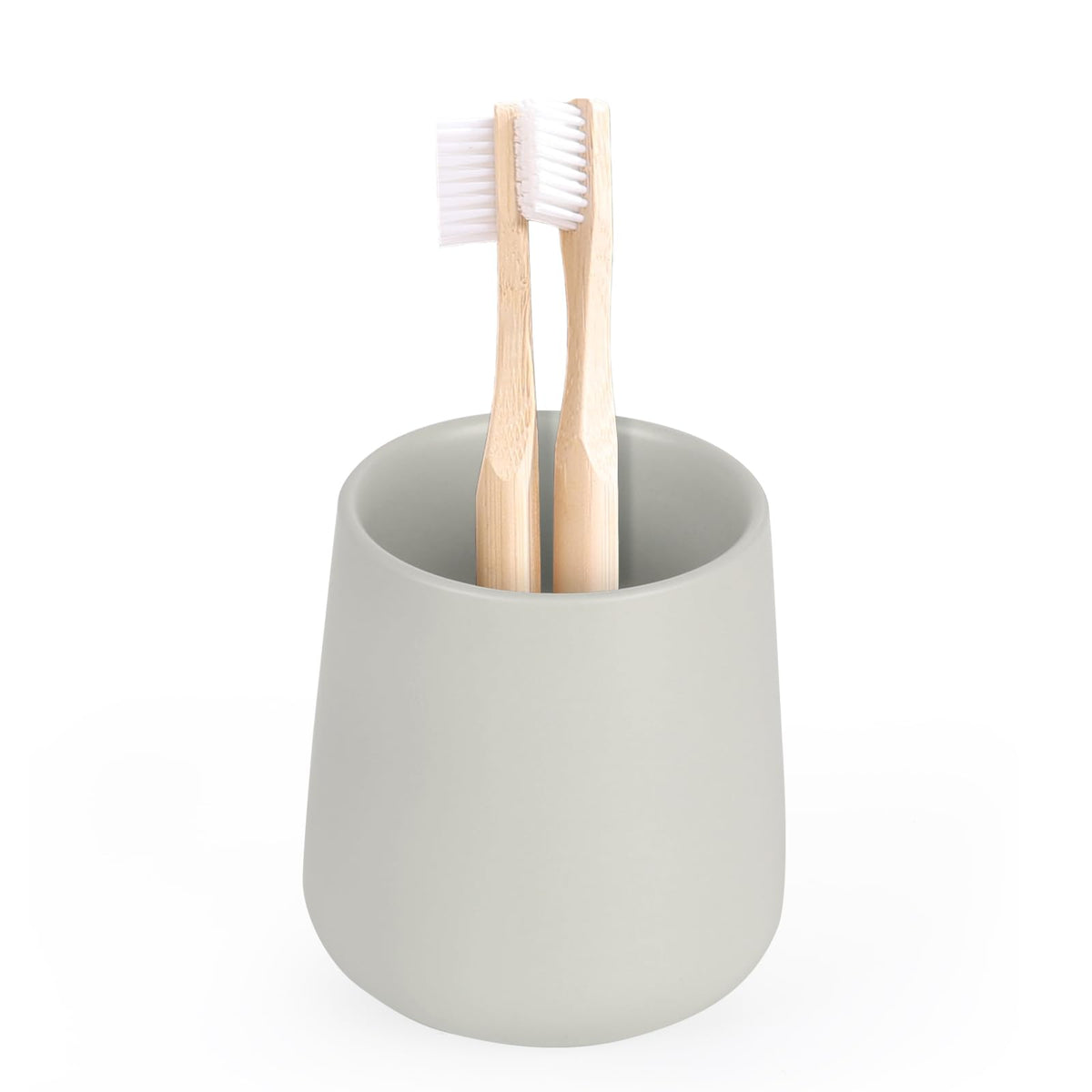 INGOFIN Ceramic Toothbrush Holder Cup, 12 oz Toothpaste Holder for Bathroom Vanity and Countertop, Organizer for Cosmetic, Makeup, Office Pencils, for Hotel Apartment, Kiln-Glazed Blue-Green