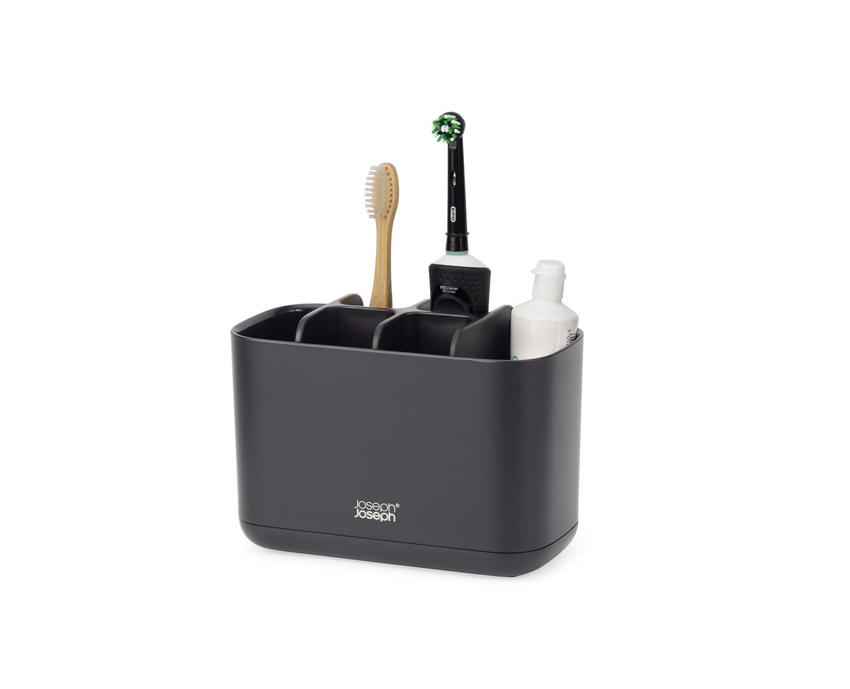 Joseph Joseph Easy-Store - Compact Toothbrush Holder Caddy Bathroom Storage , Grey/White, Regular