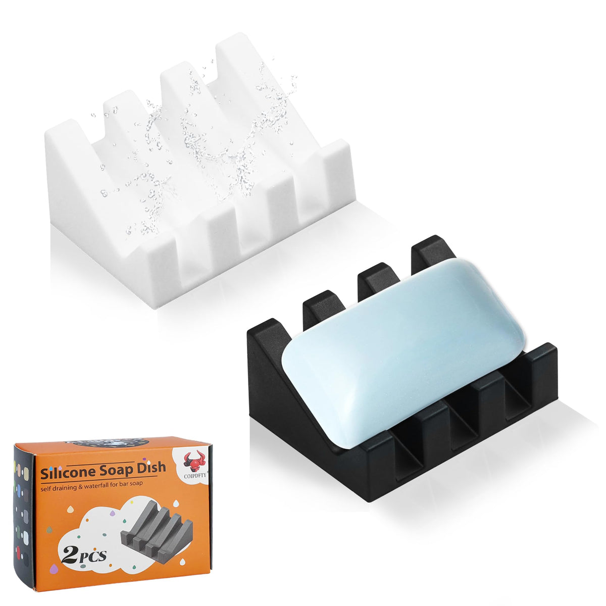 Self Draining Soap Dish Holder,Silicone Soap Dish,for Bathroom,Kitchen, Sponges,Can Extend Soap Life,Keep Soap Bars Dry and Easy Cleaning (White,1-Pack)