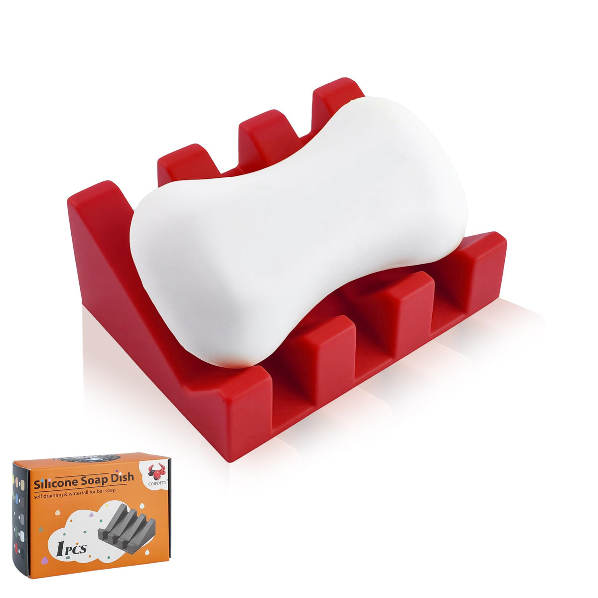 Self Draining Soap Dish Holder,Silicone Soap Dish,for Bathroom,Kitchen, Sponges,Can Extend Soap Life,Keep Soap Bars Dry and Easy Cleaning (White,1-Pack)