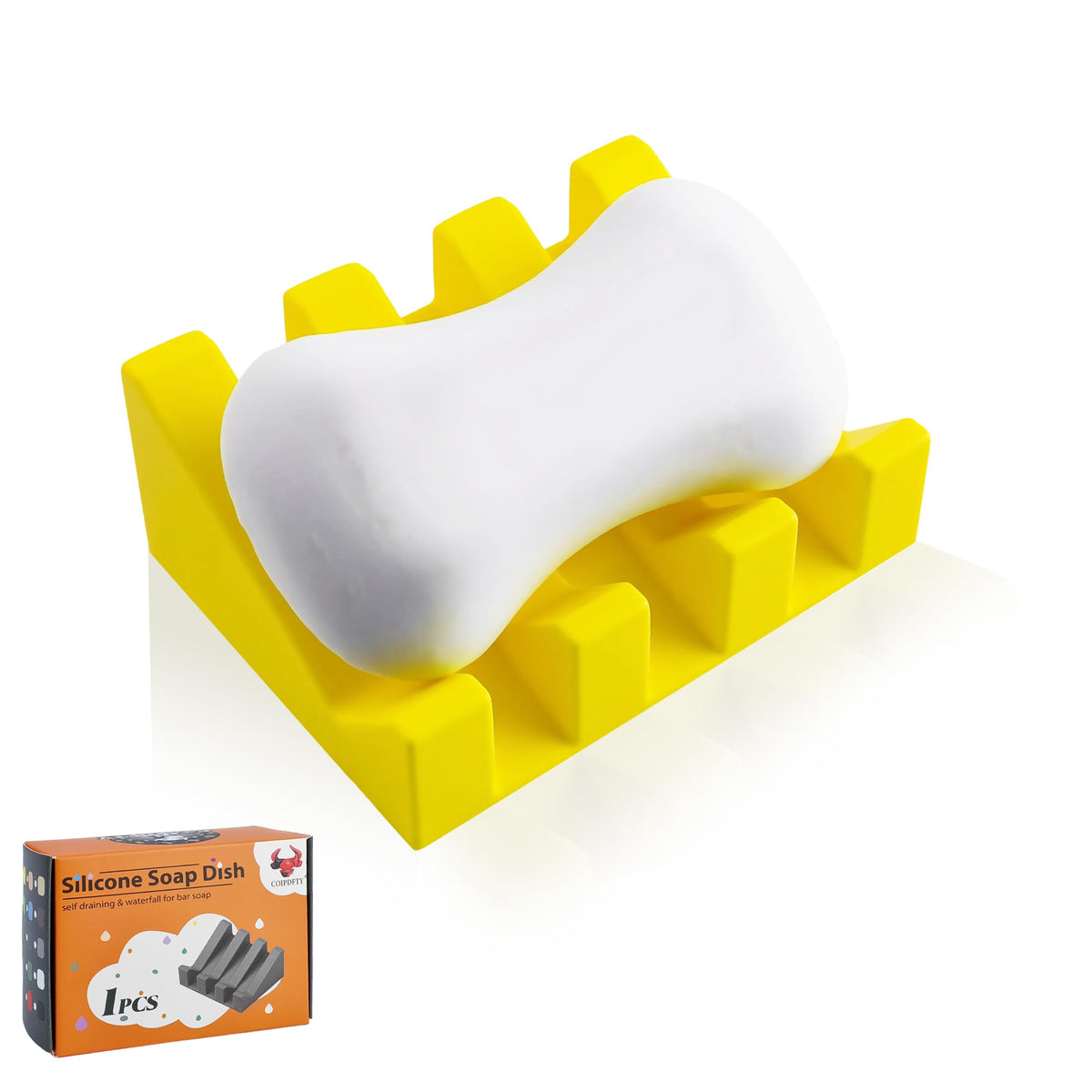 Self Draining Soap Dish Holder,Silicone Soap Dish,for Bathroom,Kitchen, Sponges,Can Extend Soap Life,Keep Soap Bars Dry and Easy Cleaning (White,1-Pack)