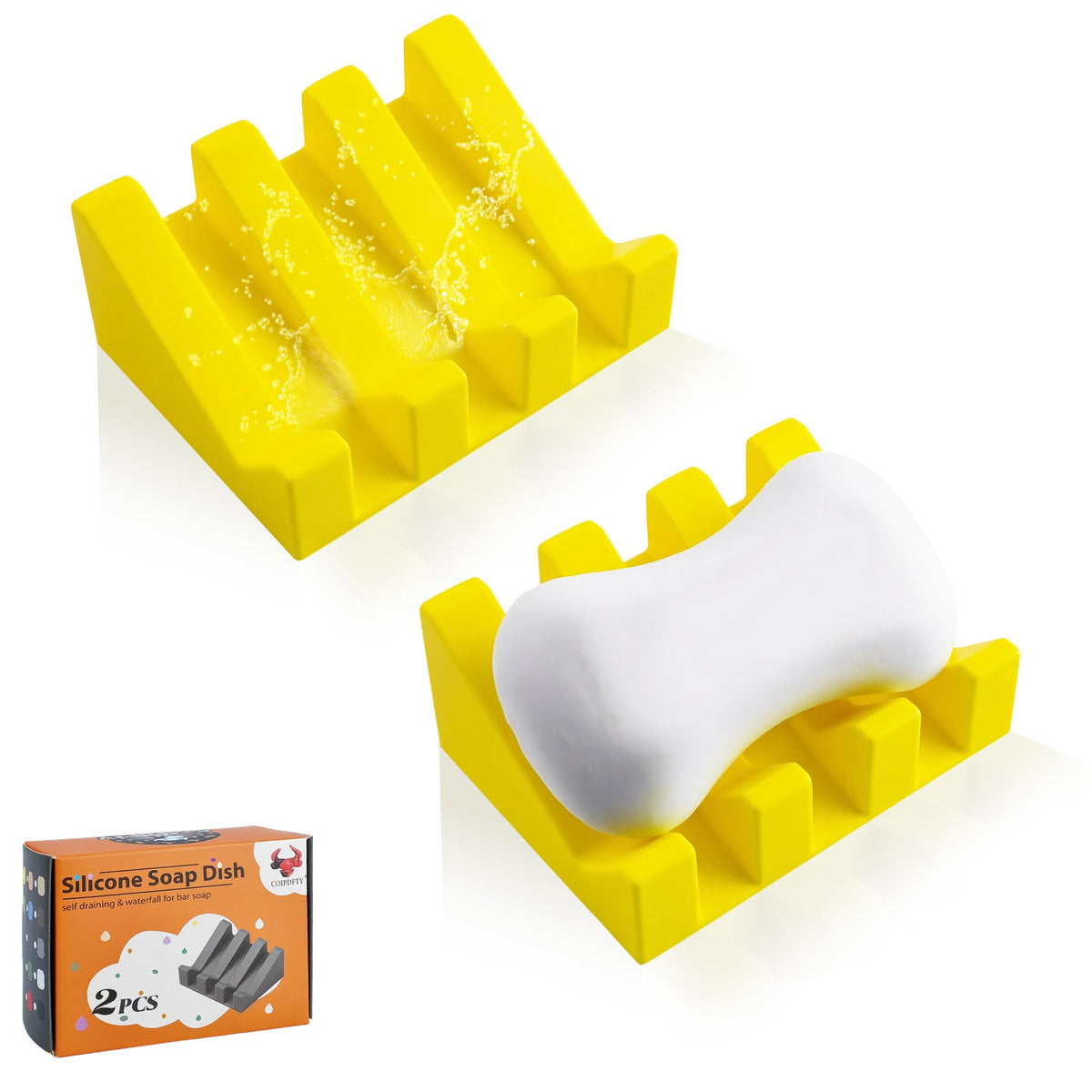 Self Draining Soap Dish Holder,Silicone Soap Dish,for Bathroom,Kitchen, Sponges,Can Extend Soap Life,Keep Soap Bars Dry and Easy Cleaning (White,1-Pack)