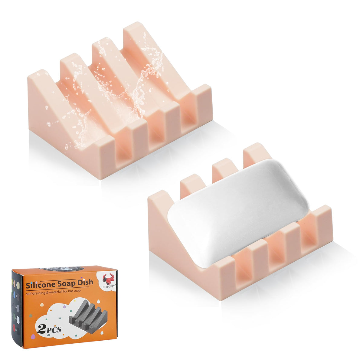 Self Draining Soap Dish Holder,Silicone Soap Dish,for Bathroom,Kitchen, Sponges,Can Extend Soap Life,Keep Soap Bars Dry and Easy Cleaning (White,1-Pack)