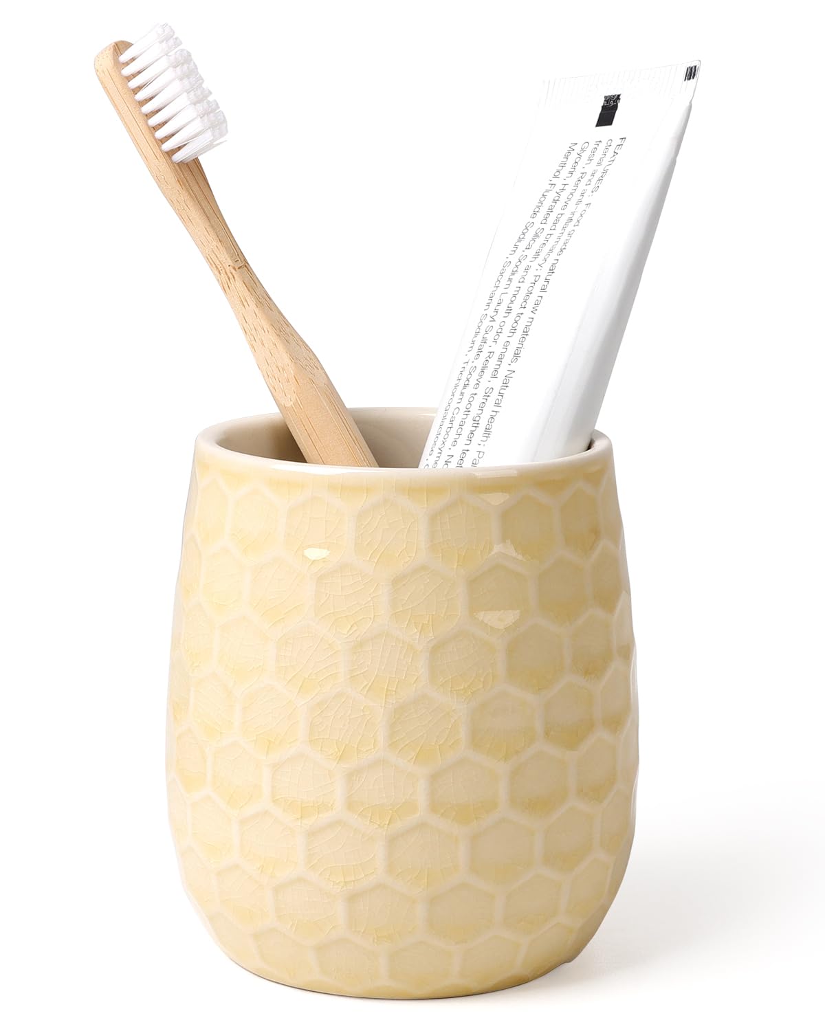 Toothbrush Holder, Tooth Brush Holder for Bathroom - Ceramic Toothbrush Cup White Toothbrush Holders Countertop, Makeup Brush Holder Pen Holder, 3.62" x 3.62" x 3.93", ANTIS'S HOME