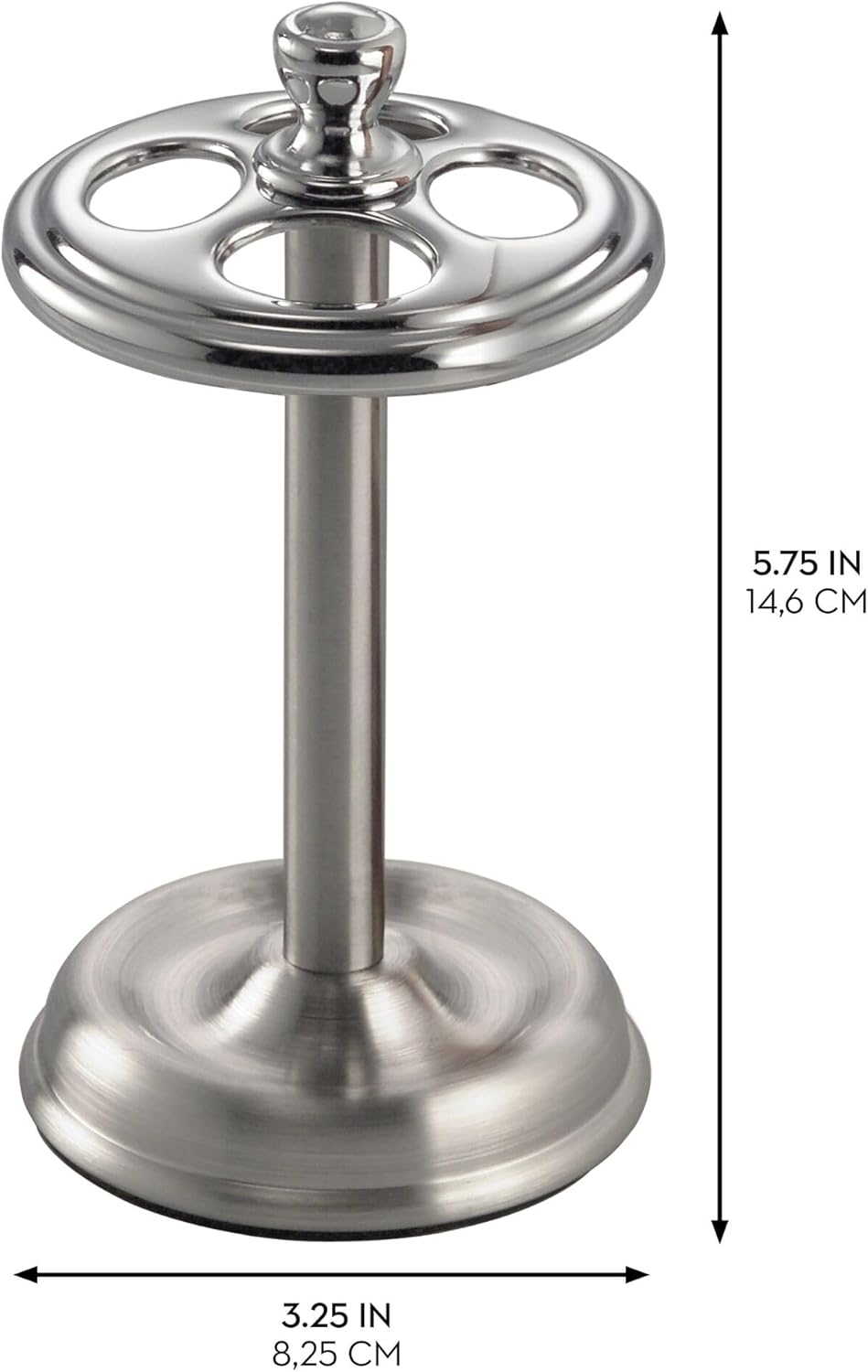 iDesign Steel Divided Toothbrush Holder Stand, 3.25" x 3.25" x 5.75"
