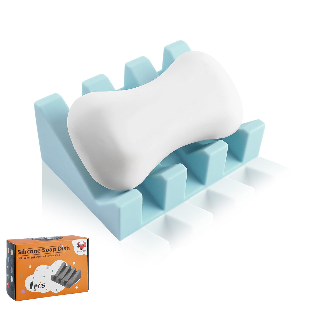 Self Draining Soap Dish Holder,Silicone Soap Dish,for Bathroom,Kitchen, Sponges,Can Extend Soap Life,Keep Soap Bars Dry and Easy Cleaning (White,1-Pack)