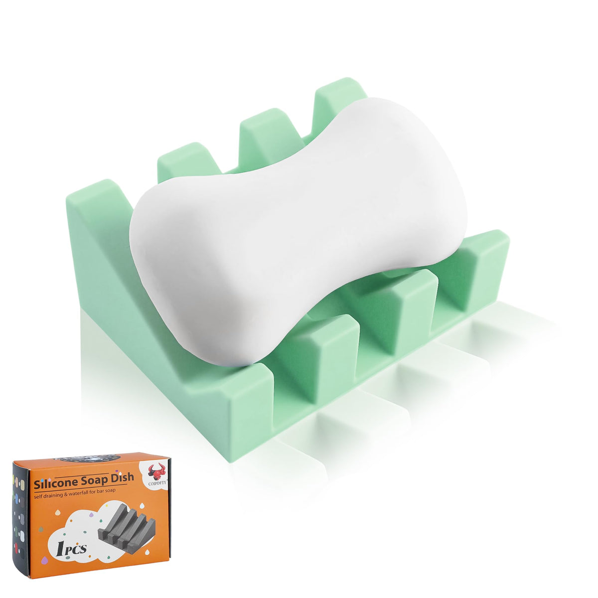 Self Draining Soap Dish Holder,Silicone Soap Dish,for Bathroom,Kitchen, Sponges,Can Extend Soap Life,Keep Soap Bars Dry and Easy Cleaning (White,1-Pack)