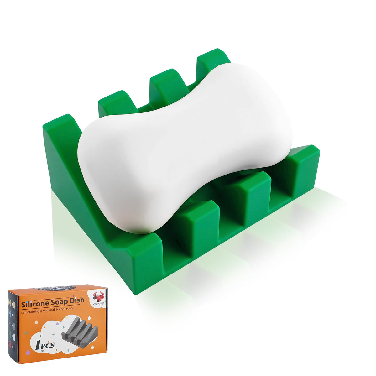 Self Draining Soap Dish Holder,Silicone Soap Dish,for Bathroom,Kitchen, Sponges,Can Extend Soap Life,Keep Soap Bars Dry and Easy Cleaning (White,1-Pack)