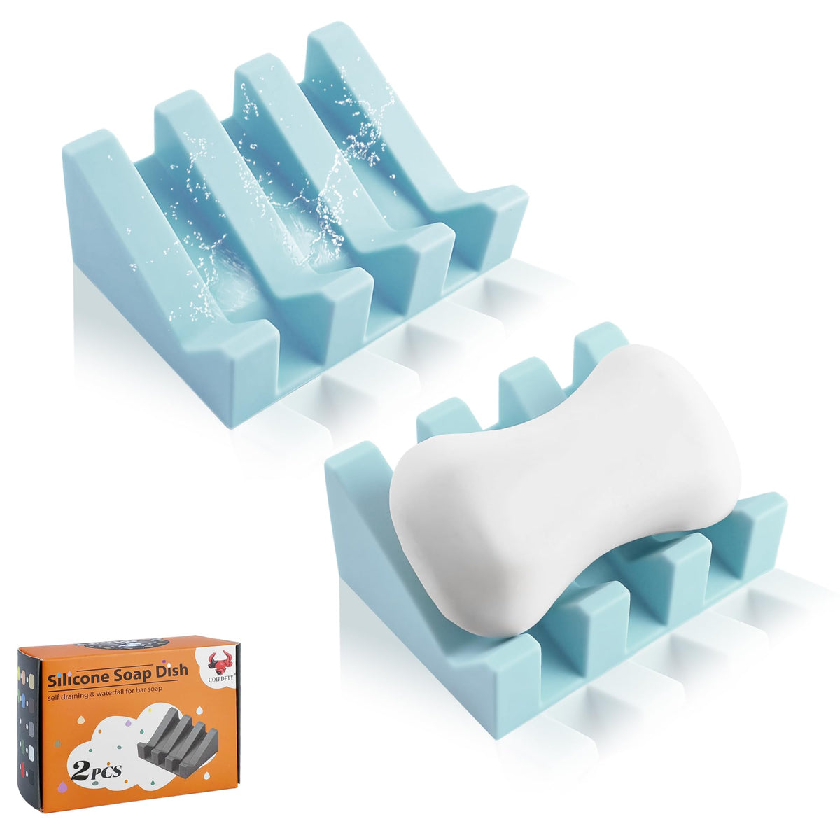 Self Draining Soap Dish Holder,Silicone Soap Dish,for Bathroom,Kitchen, Sponges,Can Extend Soap Life,Keep Soap Bars Dry and Easy Cleaning (White,1-Pack)