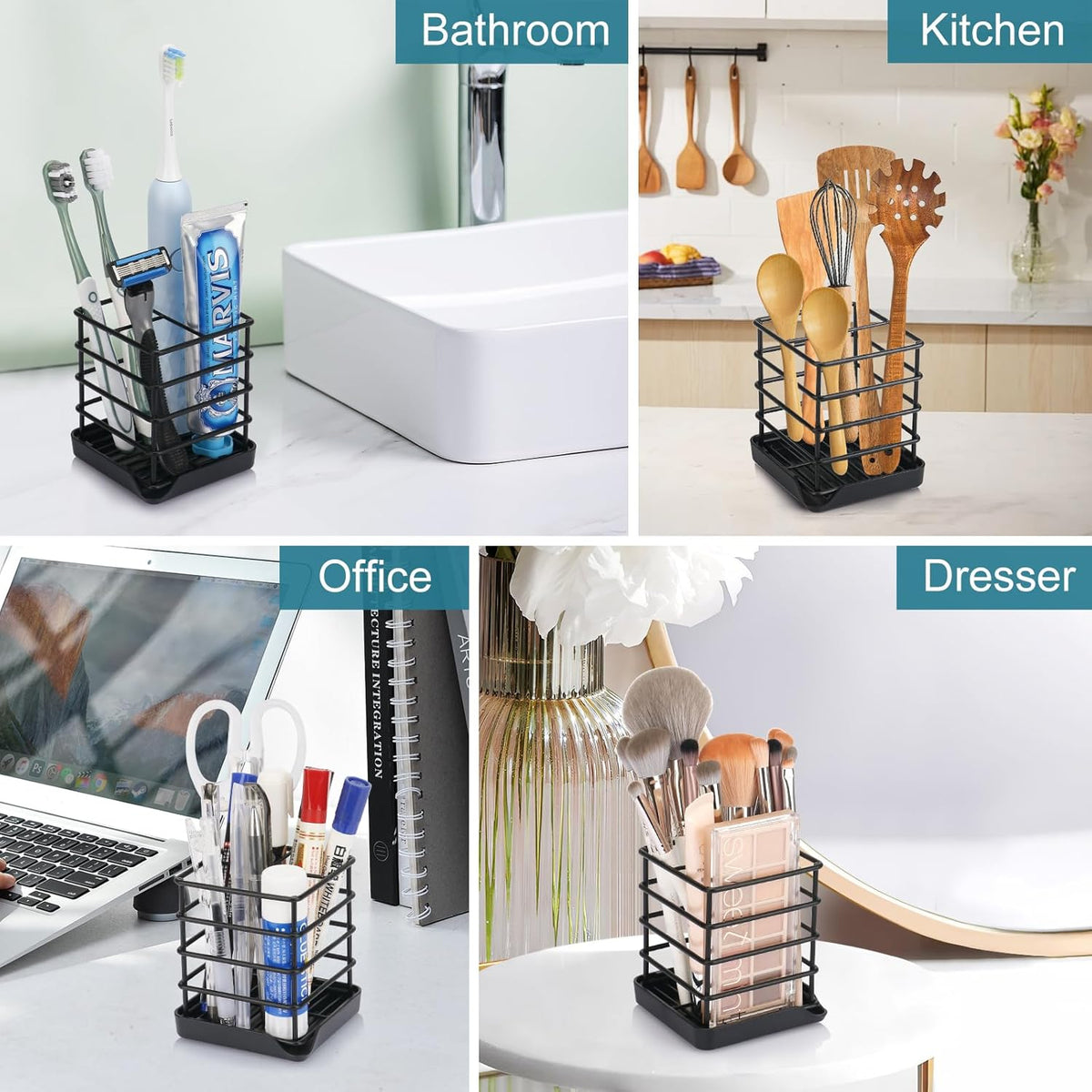 Toothbrush Holders for Bathroom,Black,Stainless Steel,Detachable, 3 Slot
