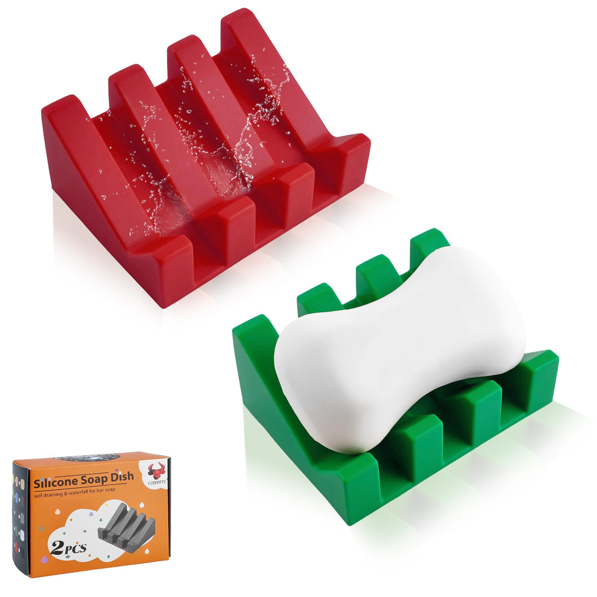 Self Draining Soap Dish Holder,Silicone Soap Dish,for Bathroom,Kitchen, Sponges,Can Extend Soap Life,Keep Soap Bars Dry and Easy Cleaning (White,1-Pack)