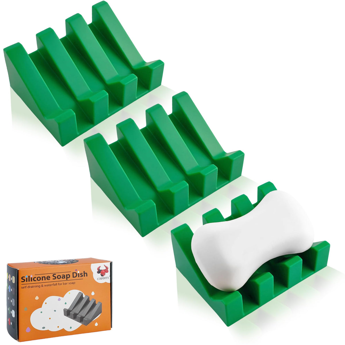 Self Draining Soap Dish Holder,Silicone Soap Dish,for Bathroom,Kitchen, Sponges,Can Extend Soap Life,Keep Soap Bars Dry and Easy Cleaning (White,1-Pack)