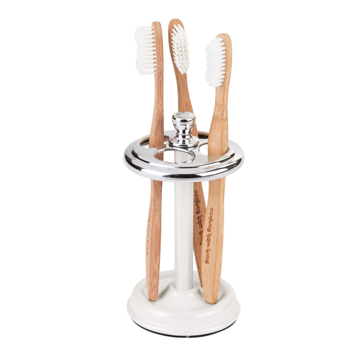 iDesign Steel Divided Toothbrush Holder Stand, 3.25" x 3.25" x 5.75"