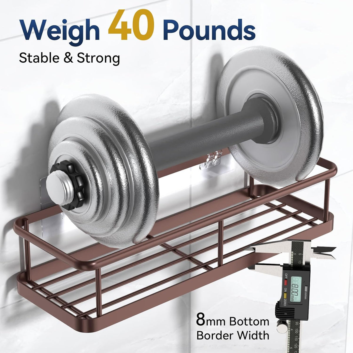 YASONIC Shower Caddy Adhesive, Rustproof Shower Organizer, Large Capacity Shower Shelves for Inside Shower, No Drilling Bathroom Organizers and Storage for Home Decor (2 Pack Bronze)