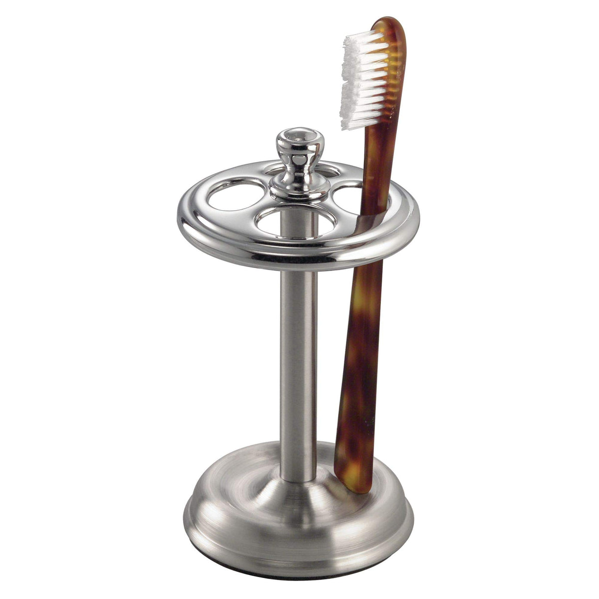 iDesign Steel Divided Toothbrush Holder Stand, 3.25" x 3.25" x 5.75"