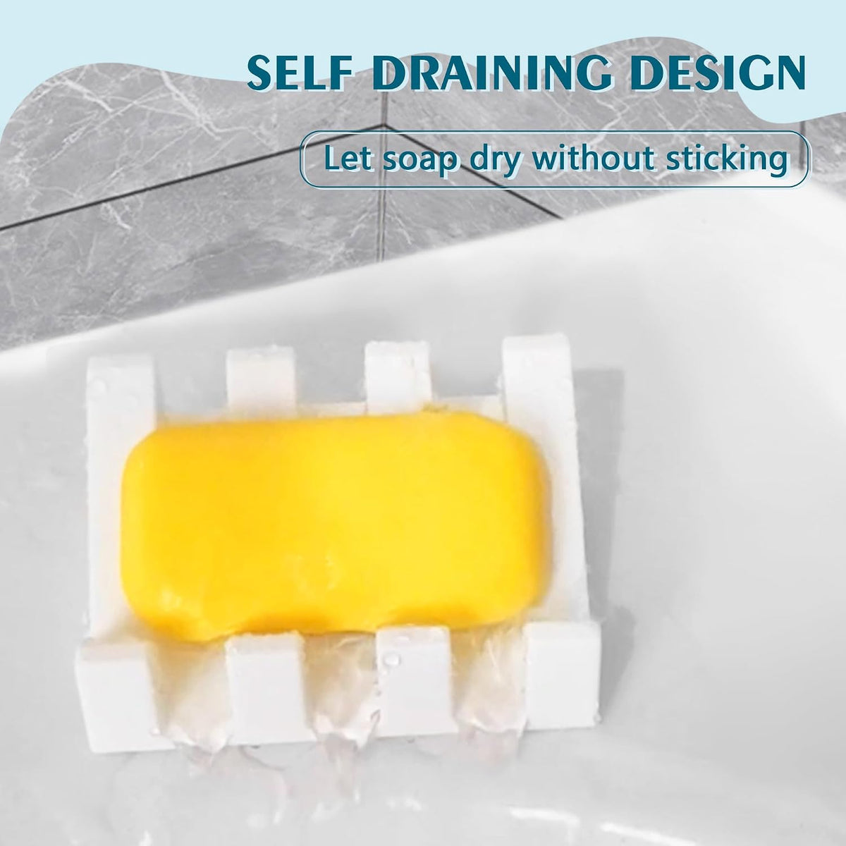 Self Draining Soap Dish Holder,Silicone Soap Dish,for Bathroom,Kitchen, Sponges,Can Extend Soap Life,Keep Soap Bars Dry and Easy Cleaning (White,1-Pack)