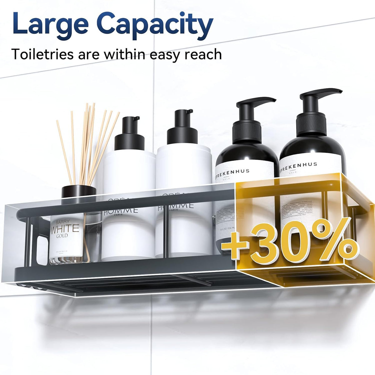 YASONIC Shower Caddy Adhesive, Rustproof Shower Organizer, Large Capacity Shower Shelves for Inside Shower, No Drilling Bathroom Organizers and Storage for Home Decor (2 Pack Black)