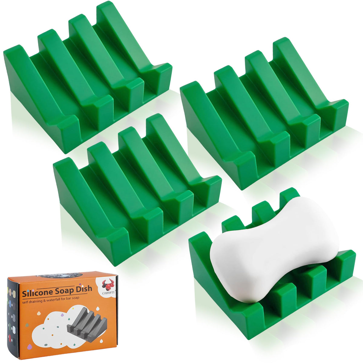 Self Draining Soap Dish Holder,Silicone Soap Dish,for Bathroom,Kitchen, Sponges,Can Extend Soap Life,Keep Soap Bars Dry and Easy Cleaning (White,1-Pack)