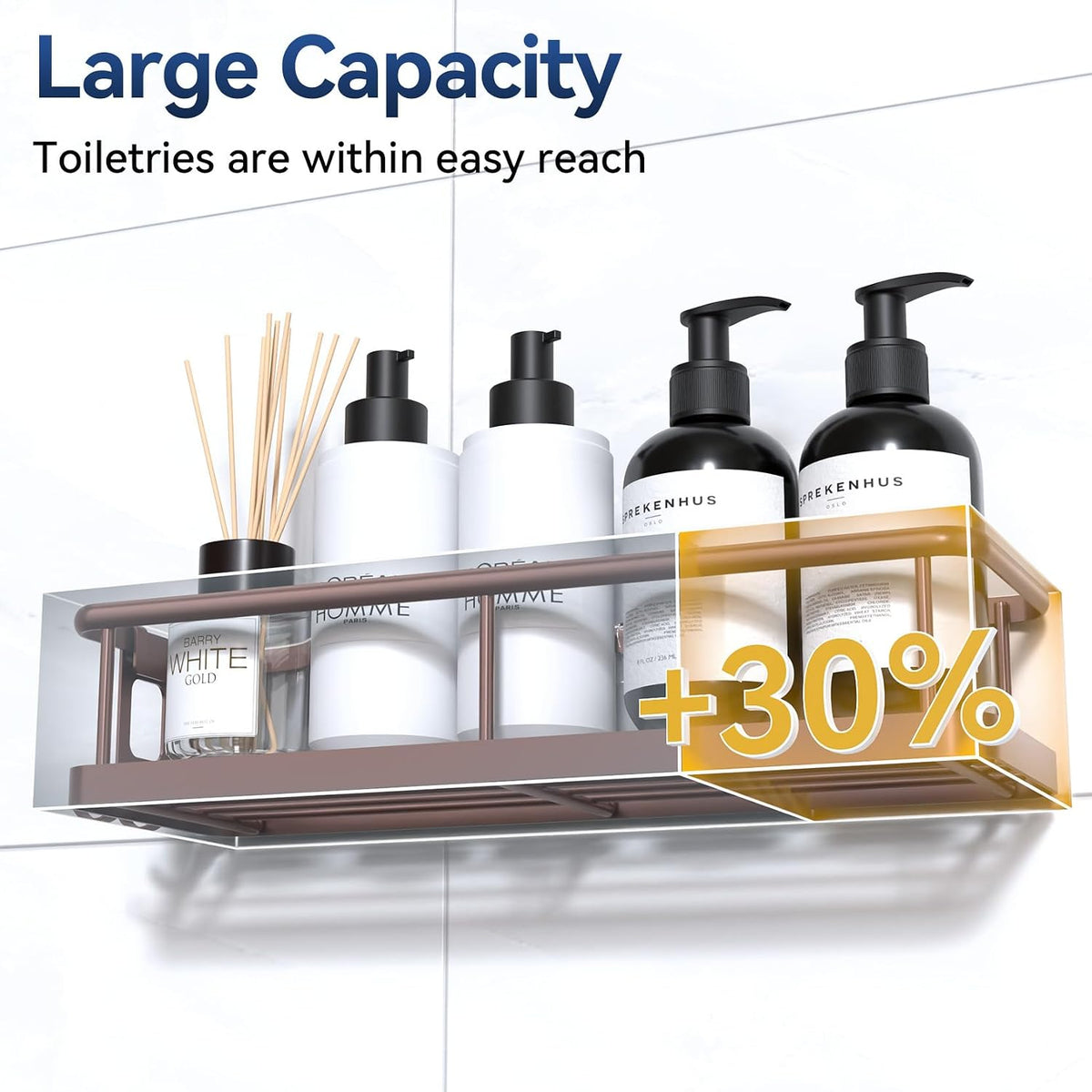 YASONIC Shower Caddy Adhesive, Rustproof Shower Organizer, Large Capacity Shower Shelves for Inside Shower, No Drilling Bathroom Organizers and Storage for Home Decor (2 Pack Bronze)