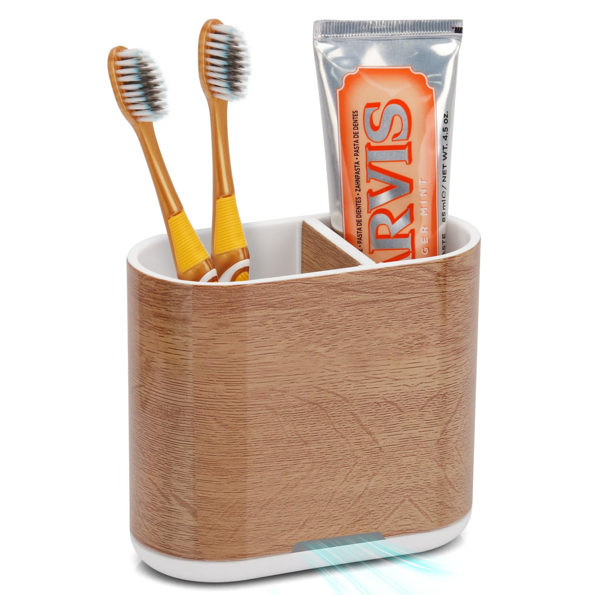 Bamboo Toothbrush Holder for Bathrooms Toothpaste Organizer, Small, White