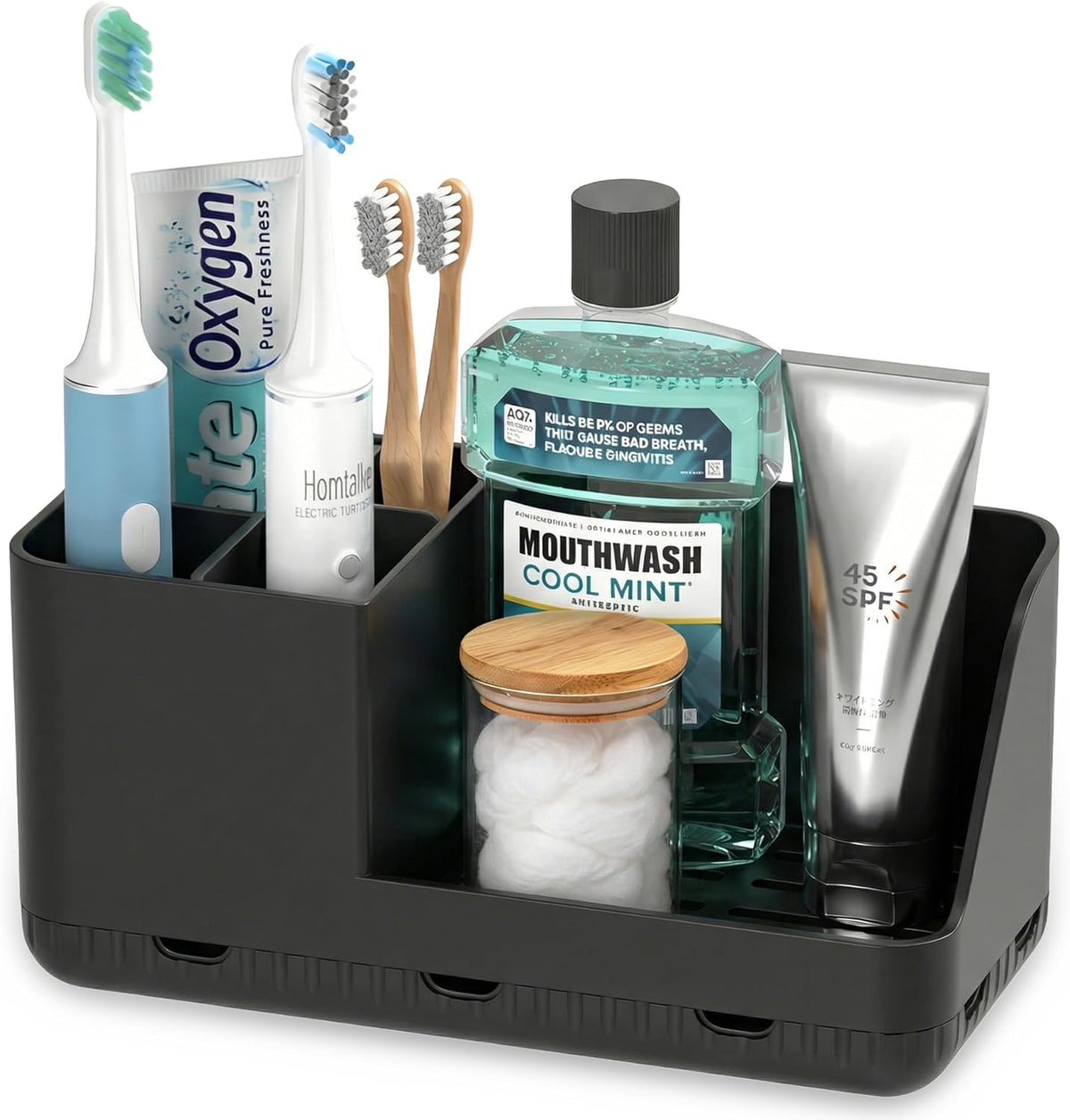 Toothbrush Holder Bathroom Counter Organizer & Storage Detachable