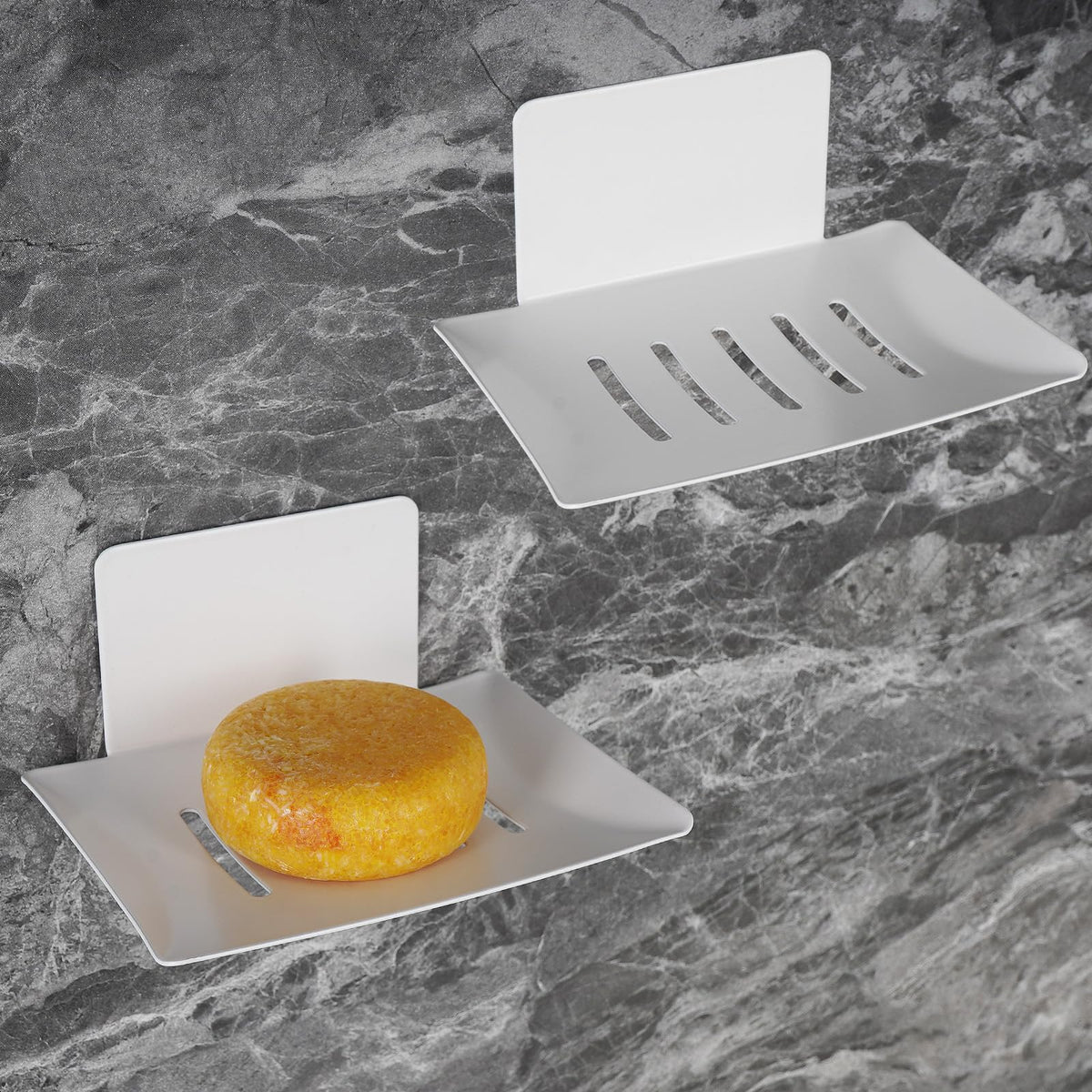 Soap Dish for Shower, 5 Slot Self-Adhesive Soap Holder for Bathroom, Wall Mounted Shower Soap Holder, Stainless Steel Soap Tray Black