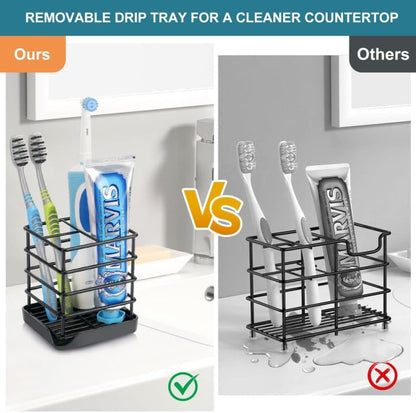 Toothbrush Holders for Bathroom,Black,Stainless Steel,Detachable, 3 Slot