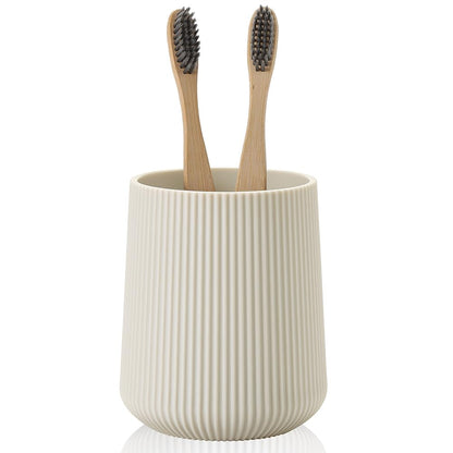 YAUKPH Beige Striped Toothbrush Holder