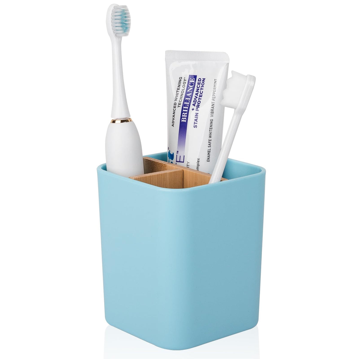 Bamboo Toothbrush Holder for Bathrooms Toothpaste Organizer - Pink