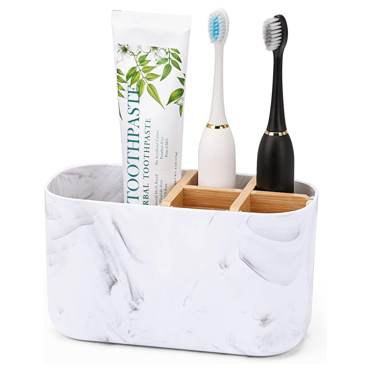 GFWARE White Toothbrush Holder, 5 Slots Bathroom Storage Organizer