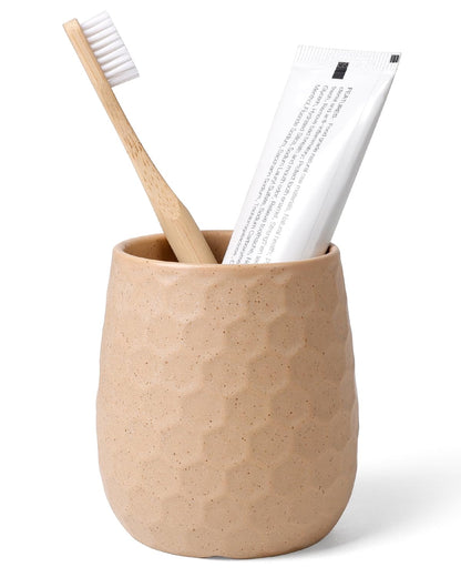Toothbrush Holder, Tooth Brush Holder for Bathroom - Ceramic Toothbrush Cup White Toothbrush Holders Countertop, Makeup Brush Holder Pen Holder, 3.62" x 3.62" x 3.93", ANTIS'S HOME