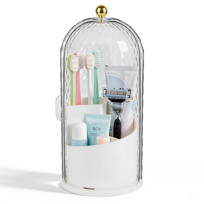 Toothbrush Holder with Cover for Bathroom Countertop, Organizer, White