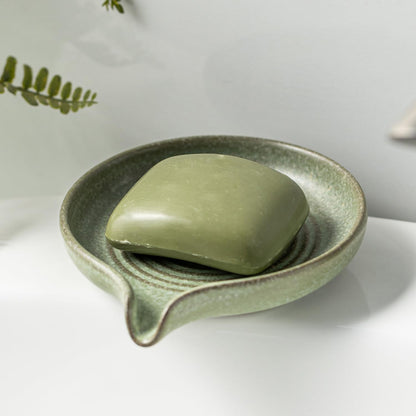 Zoeeker Self Draining Soap Dish, Ceramic Soap Holder with Waterfall Design