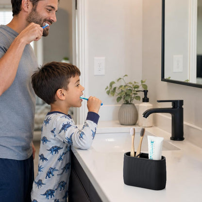 YAUKPH Toothbrush and Toothpaste Holder Black Striped