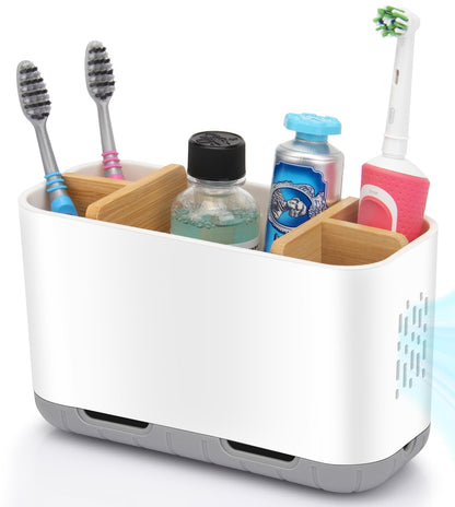 GFWARE White Toothbrush Holder, 5 Slots Bathroom Storage Organizer