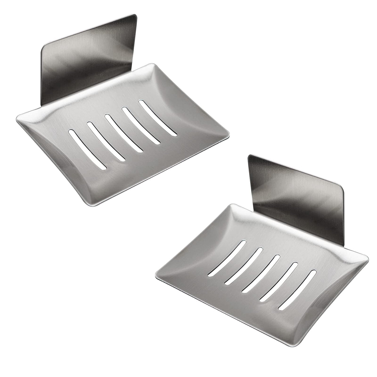 Soap Dish for Shower, 5 Slot Self-Adhesive Soap Holder for Bathroom, Wall Mounted Shower Soap Holder, Stainless Steel Soap Tray Black