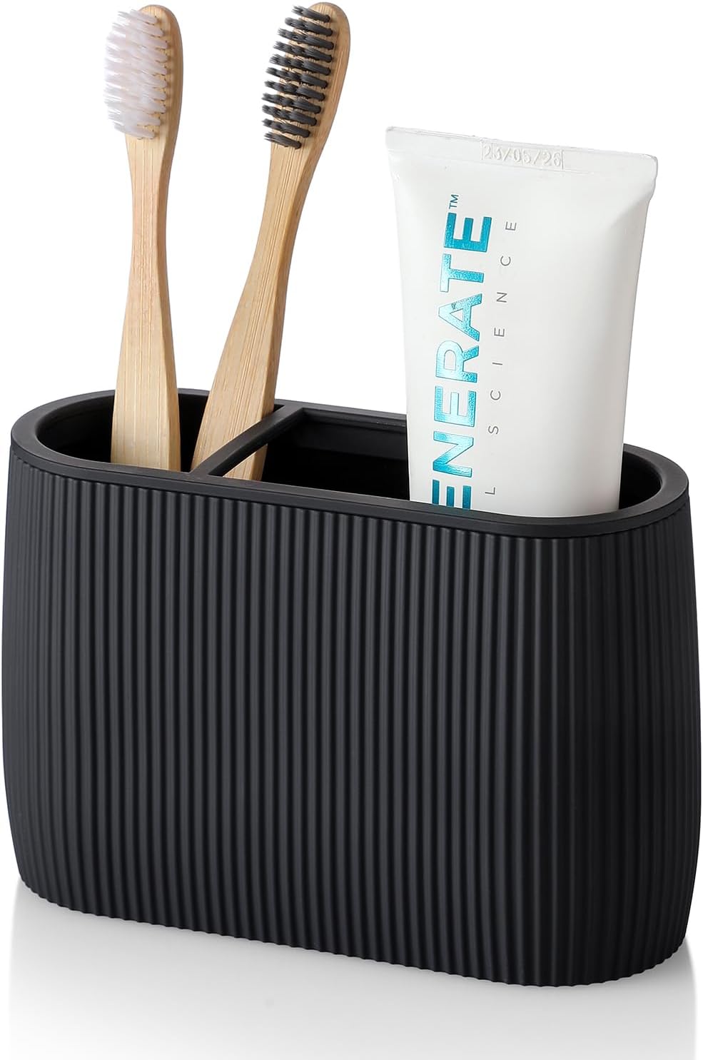 YAUKPH Toothbrush and Toothpaste Holder Black Striped