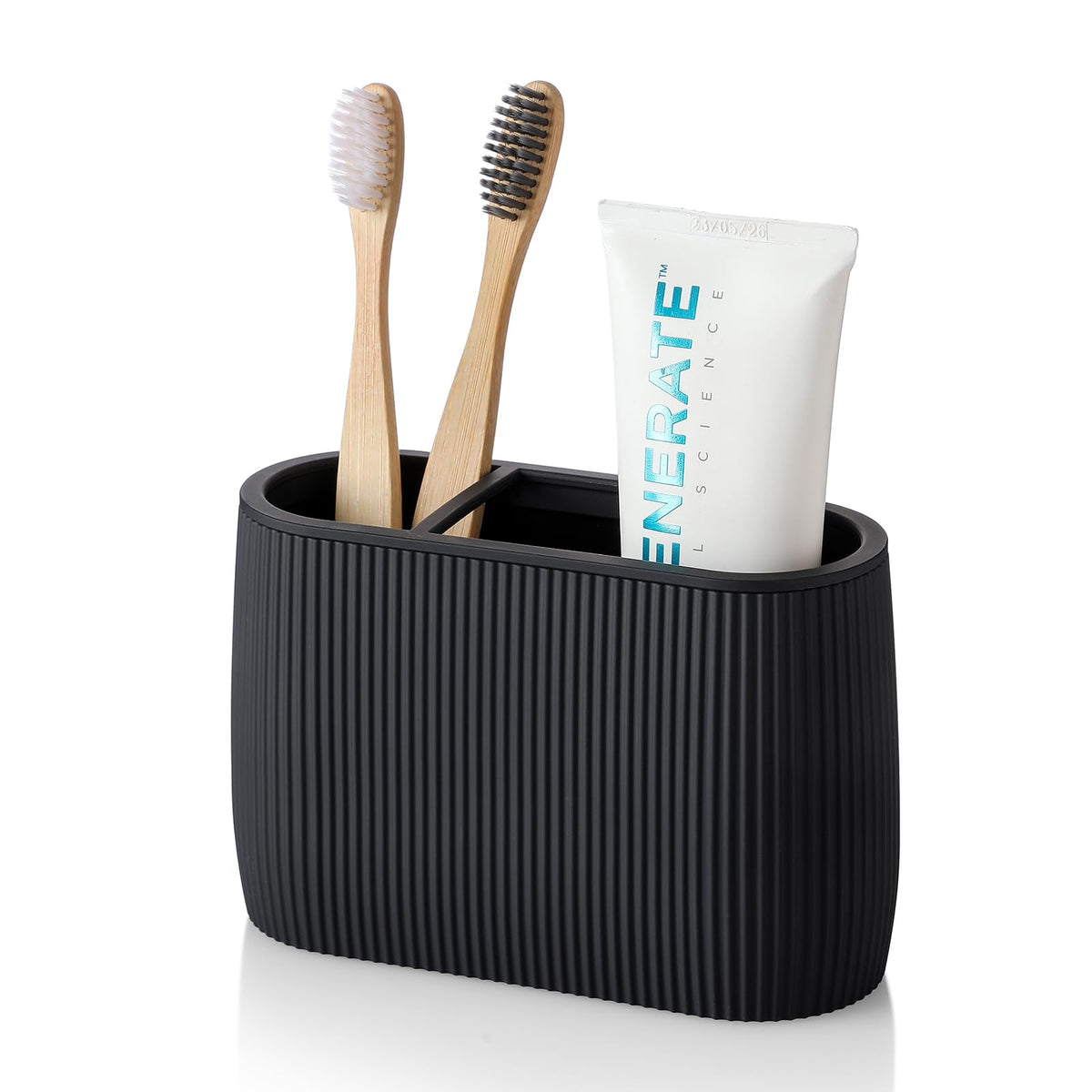 YAUKPH Toothbrush and Toothpaste Holder Black Striped