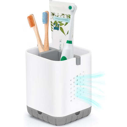 Boperzi Toothbrush Holders for Bathrooms, Detachable Electric Toothbrush Holder, Kids Toothbrush Holder Drainage, 3 slot Toothbrush and Toothpaste Holder Storage Caddy, Toothbrush Organizer White/Grey