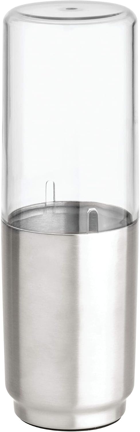 iDesign Austin Metal Covered Holder Stand, Holds Regular and Electric Toothbrushes in Master, Guest, Kid's, College Dorm Bathroom, Brushed