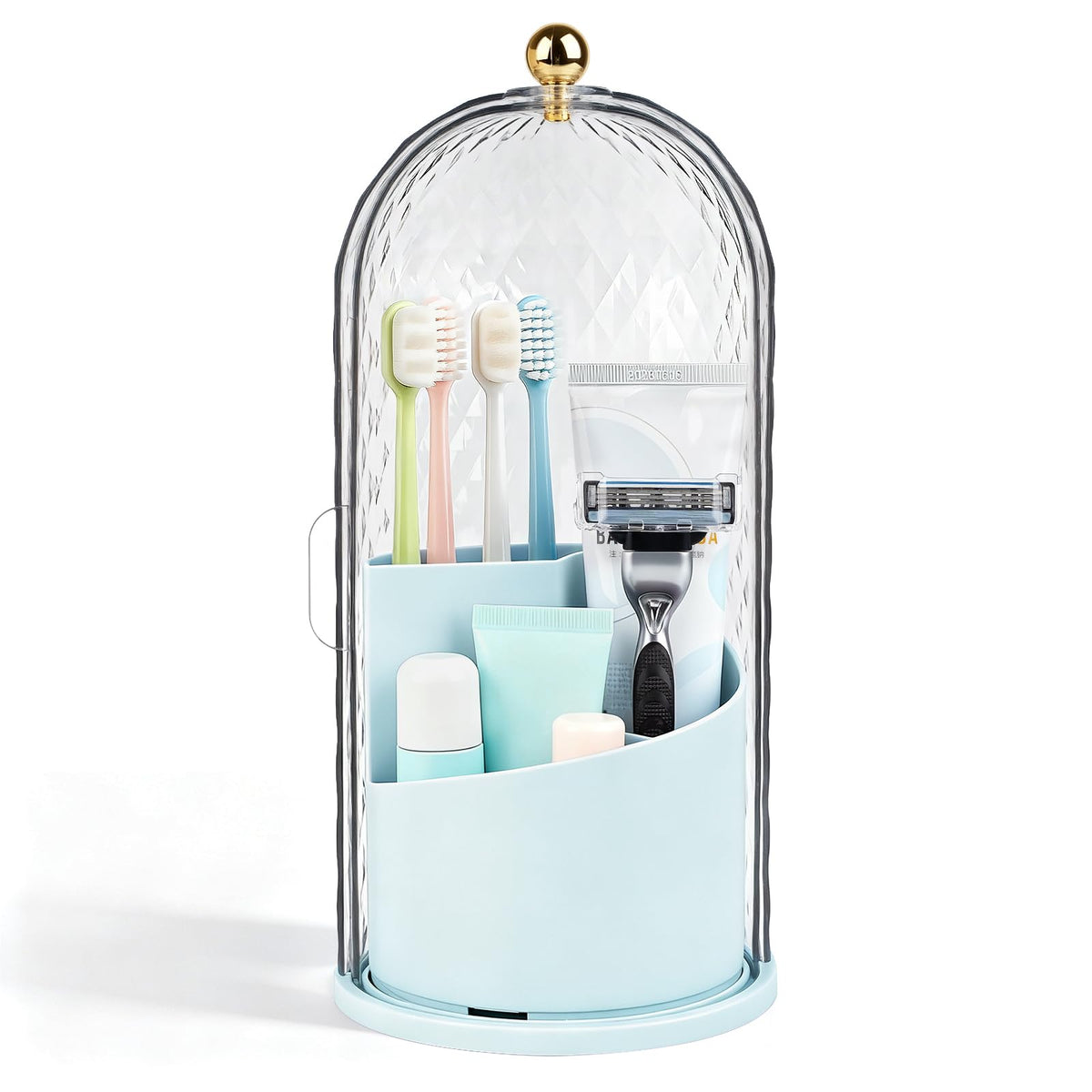 Toothbrush Holder with Cover for Bathroom Countertop, Organizer, Black