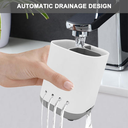 Toothbrush Holder for Bathroom,Plastic Detachable for Easy Cleaning Multi-Functional Storage,3 Slots Anti-Slip Electric Toothbrush and Toothpaste Organizer Caddy for Bathroom Vanity,Countertop (Grey)