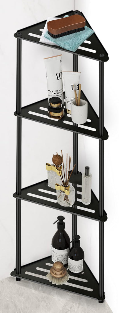 Standing Shower Caddy Corner, 3 Tier Stainless Steel Shower Organizer Stand, Rustproof Corner Shower Shelves, Corner Shower Caddy Bathroom Shower Stand, Black