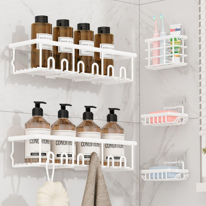 8 Pack Adhesive Bathroom Holders & Dispensers for Kids & Adults, Black