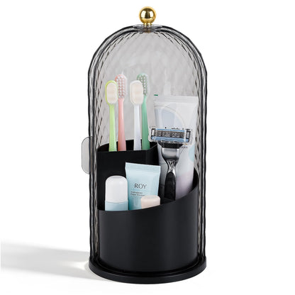 Toothbrush Holder with Cover for Bathroom Countertop, Organizer, Black